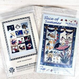 Vintage 1996-2001 Seasonal Sampler & Slice of Summer Appliqué Quilt Patterns Lot